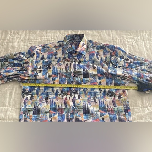 Men's Visconti Black Classic Button Front Long Sleeve Shirt Small- Multi-Color - Picture 12 of 14